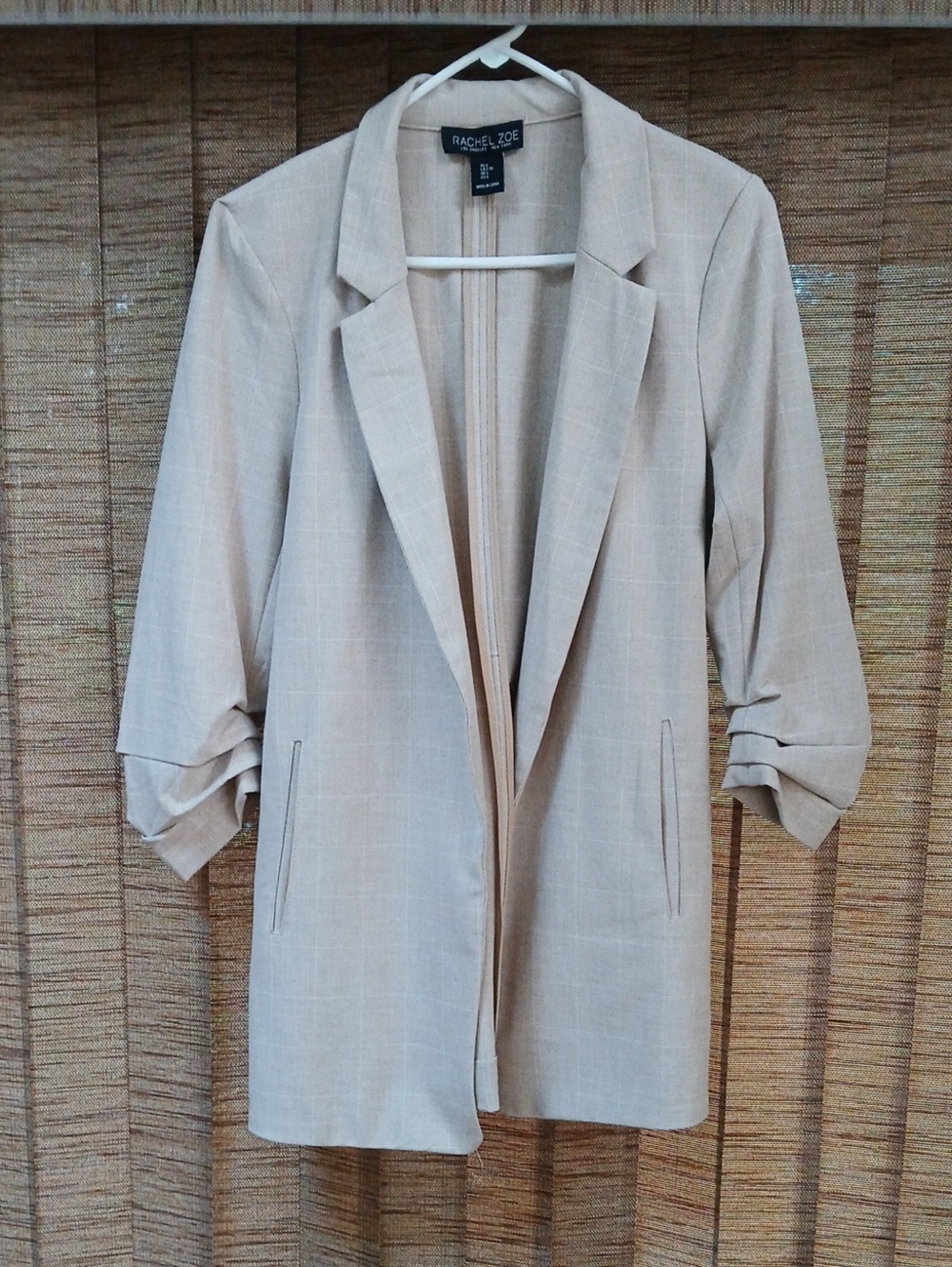 Rachel Zoe Beige Plaid Blazer Jacket - Women's Size Large